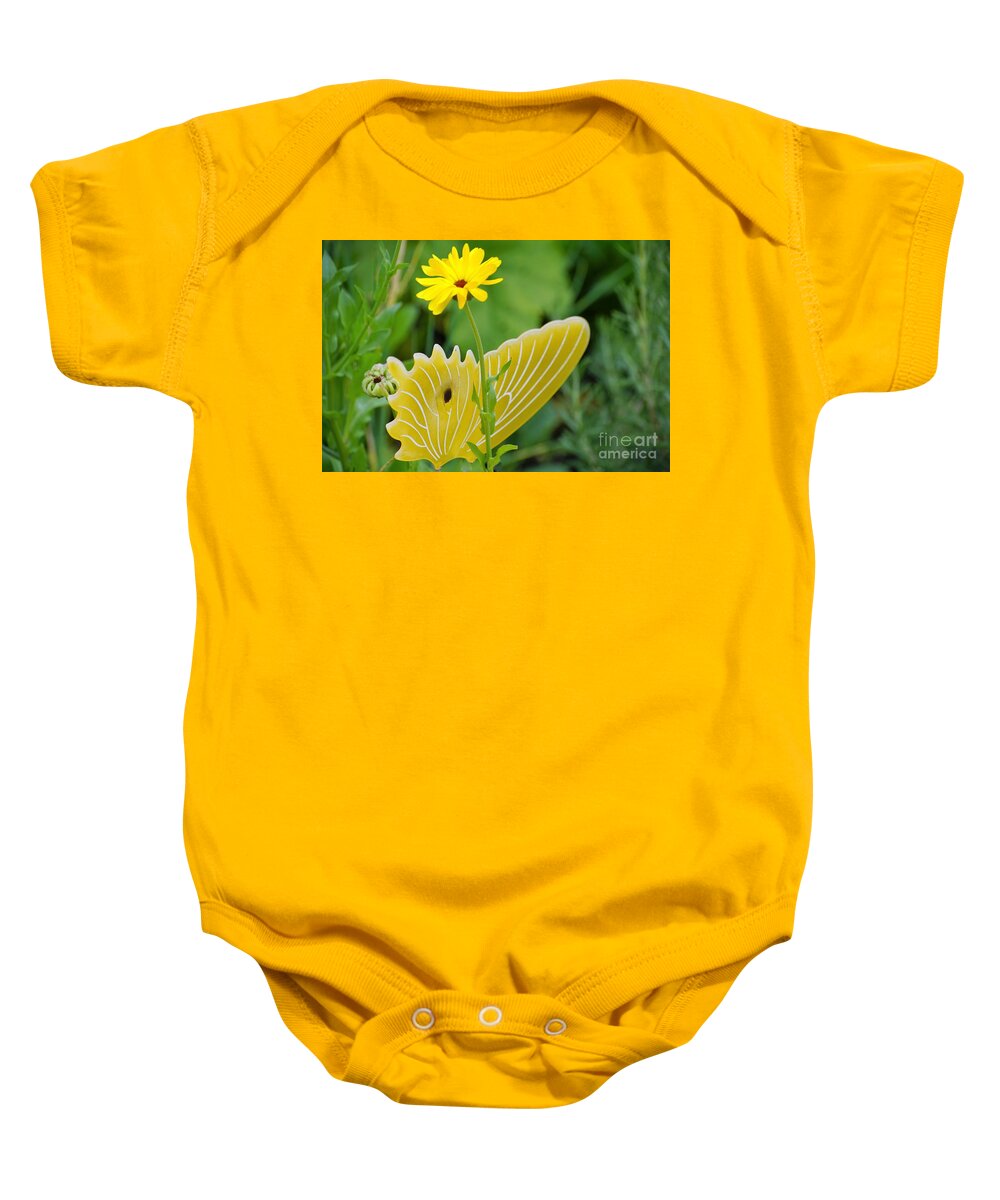 Butterfly Baby Onesie featuring the photograph Yellow Butterfly by Merle Grenz