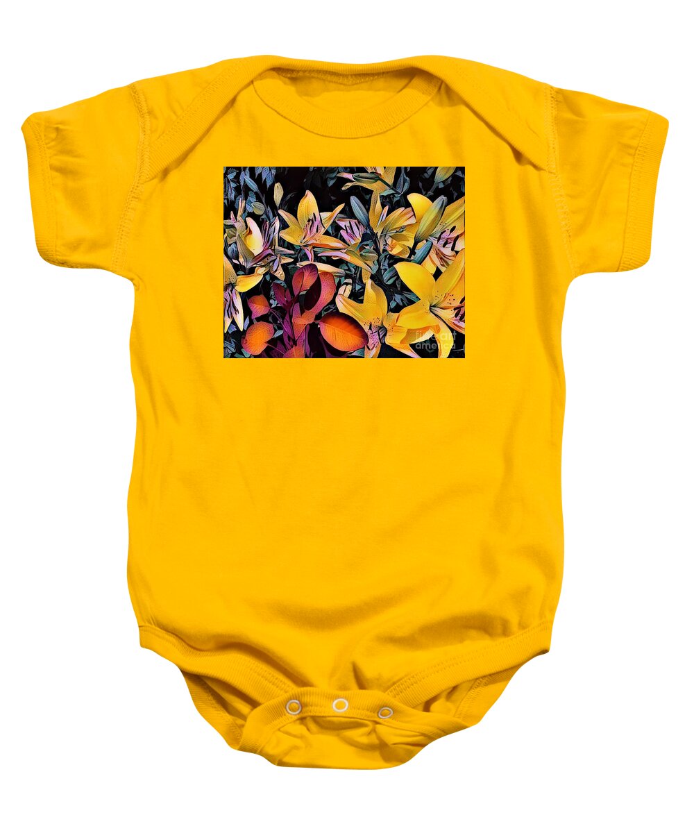 Photography Baby Onesie featuring the photograph Yellow Daylilies by Kathie Chicoine