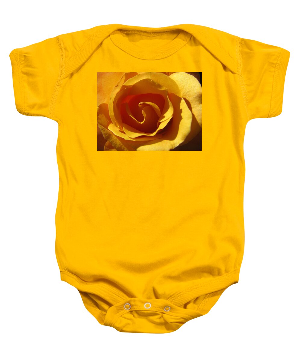 Roses Baby Onesie featuring the photograph Yellow Gold Swirl - Rose Macro by Brooks Garten Hauschild