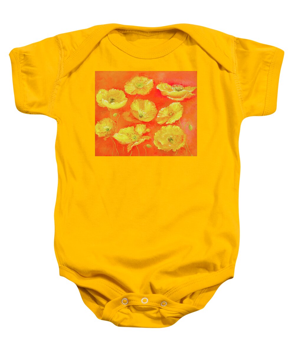 Poppies Baby Onesie featuring the painting Yellow Poppies by Jan Matson