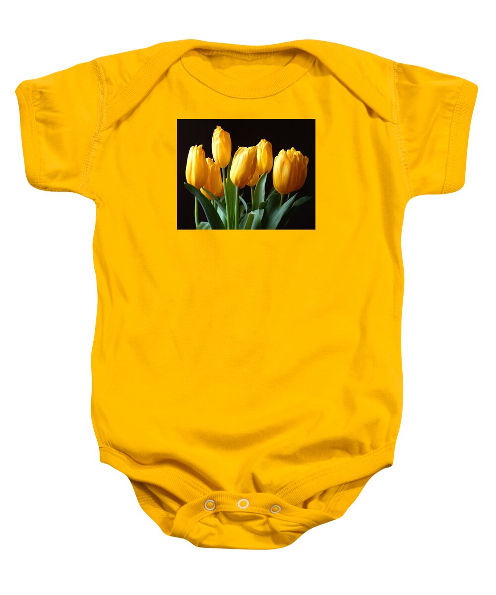 Tulips Baby Onesie featuring the photograph Yellow Tulips by Timothy Bulone