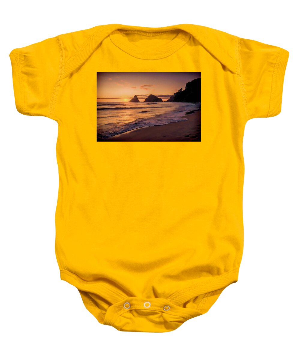 Sunset Baby Onesie featuring the painting Glorious Sunset by Bonnie Bruno