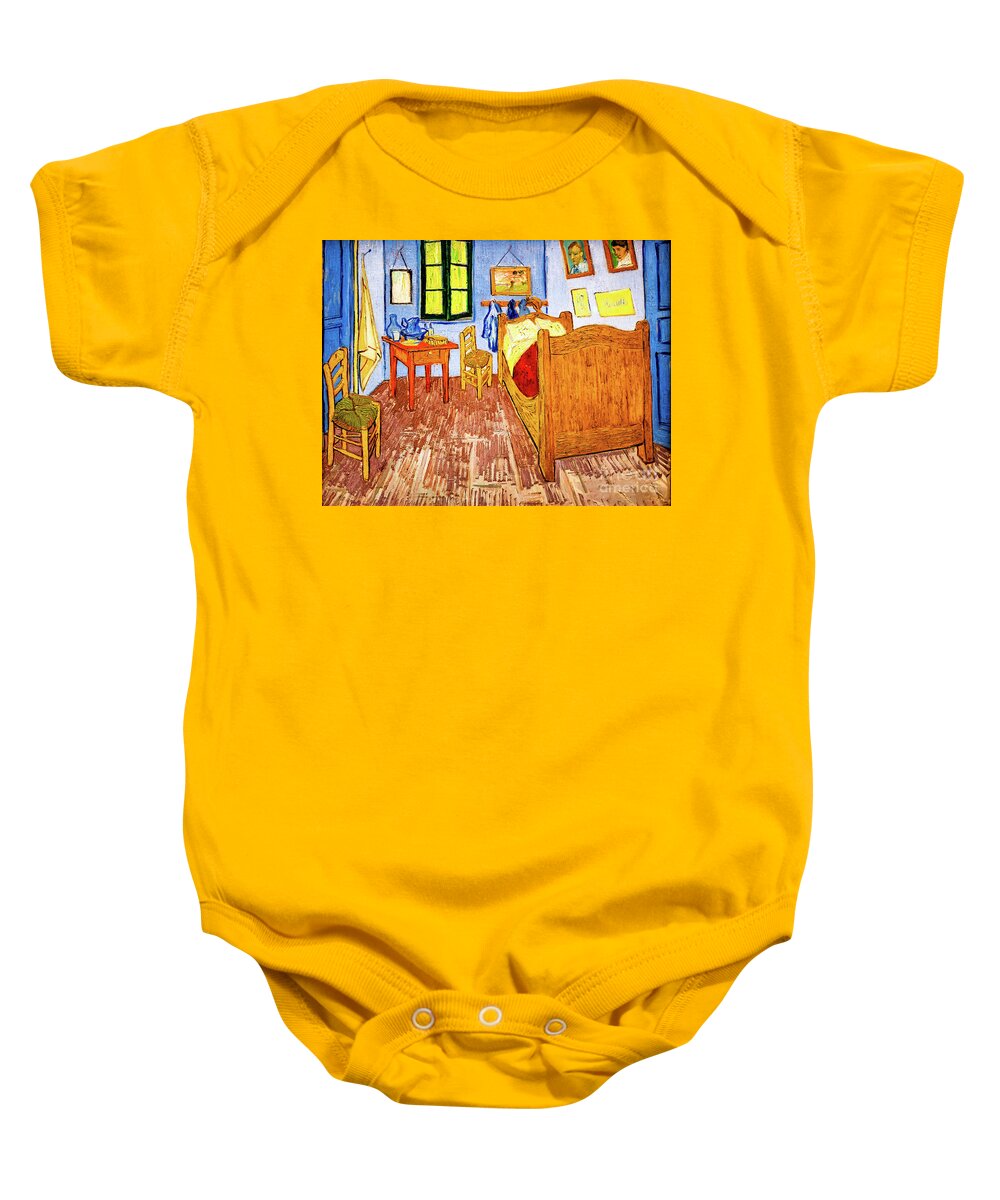 Vincent Baby Onesie featuring the painting Van Gogh's Bedroom by Vincent Van Gogh by Vincent Van Gogh
