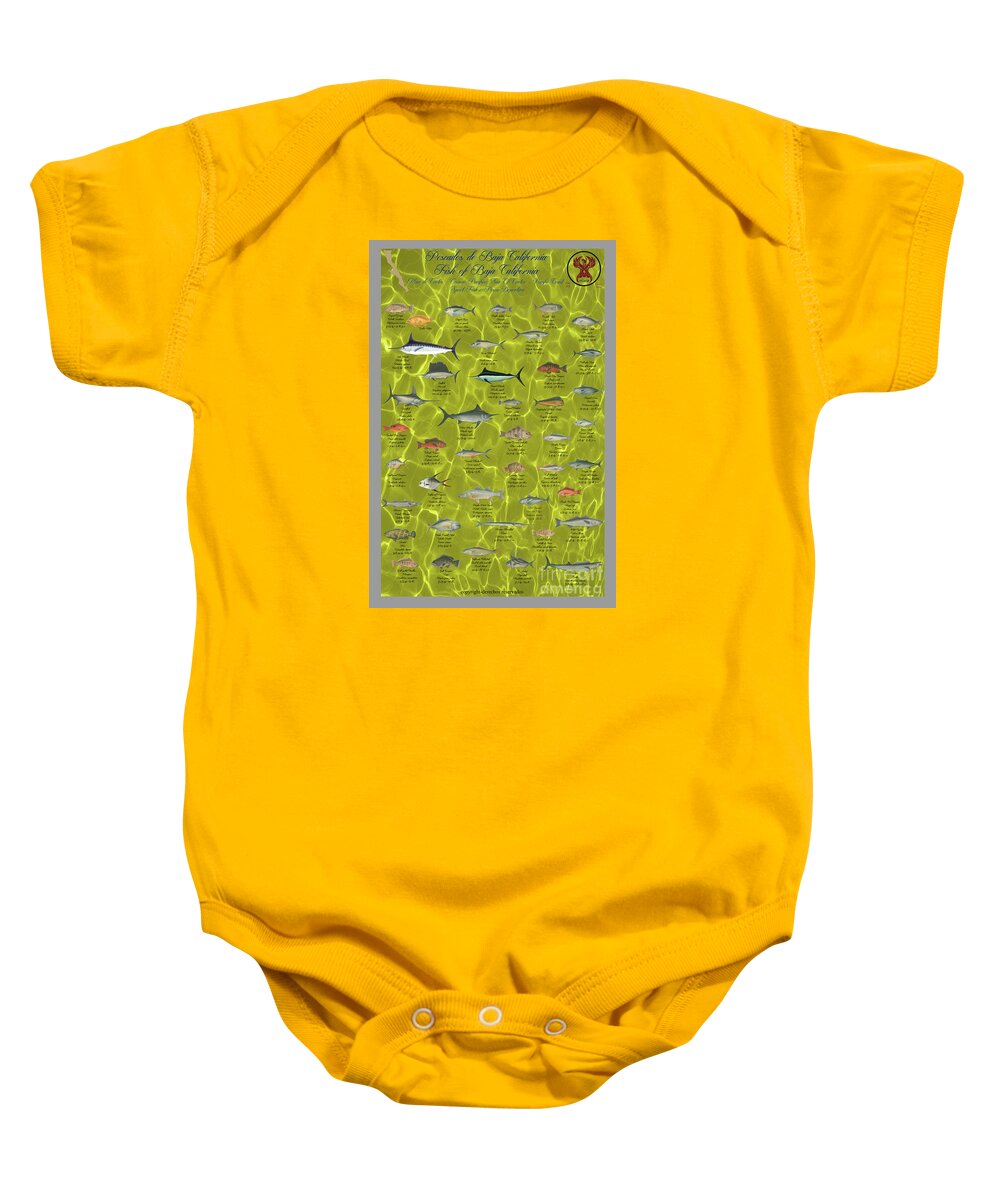 Surf Maps Baby Onesie featuring the digital art Sport Fish of Baja #4 by Lucan Hirales