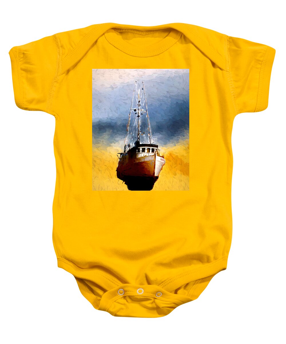 Rigging Baby Onesie featuring the photograph Abandoned Boat 30 by Cathy Anderson