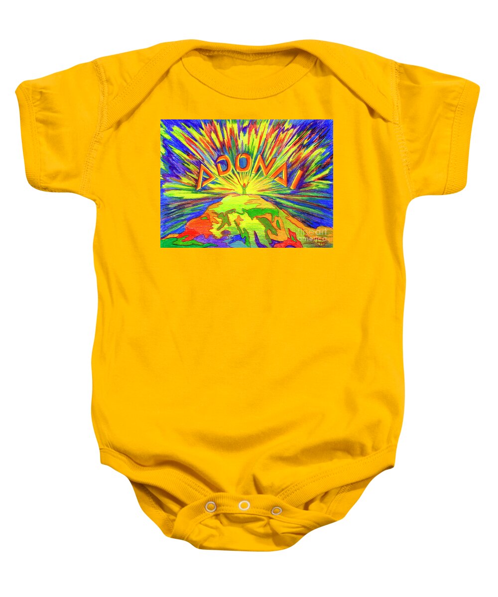 Colored Pencil Baby Onesie featuring the painting Adonai by Nancy Cupp