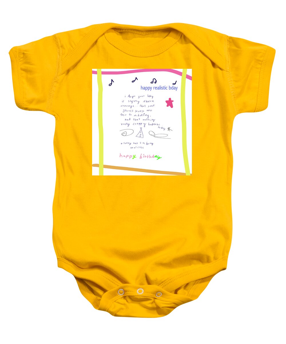 Happy Birthday Baby Onesie featuring the drawing Bday by Ashley Rice