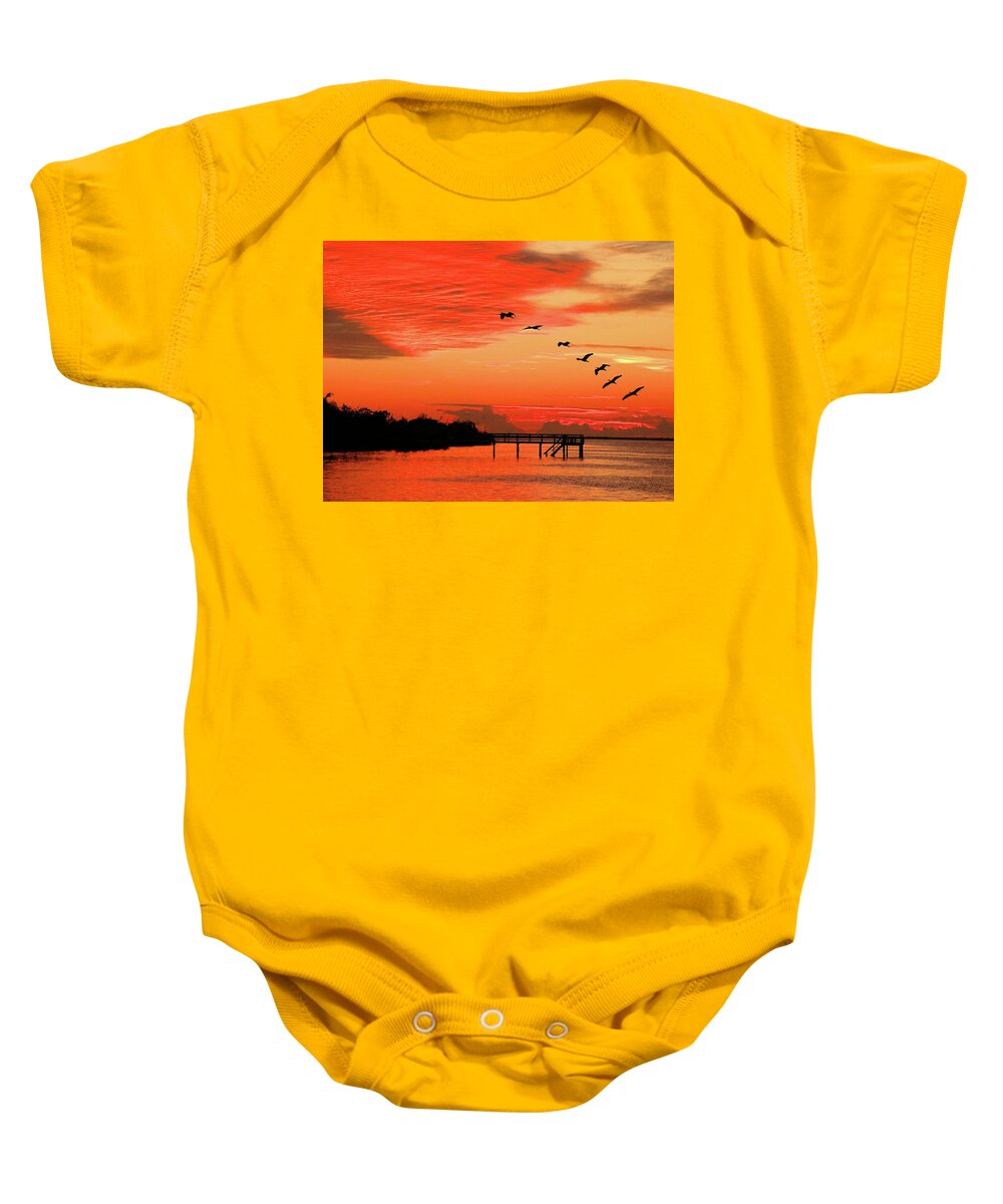 Sunset Baby Onesie featuring the photograph Blazing Sunset by Rosalie Scanlon