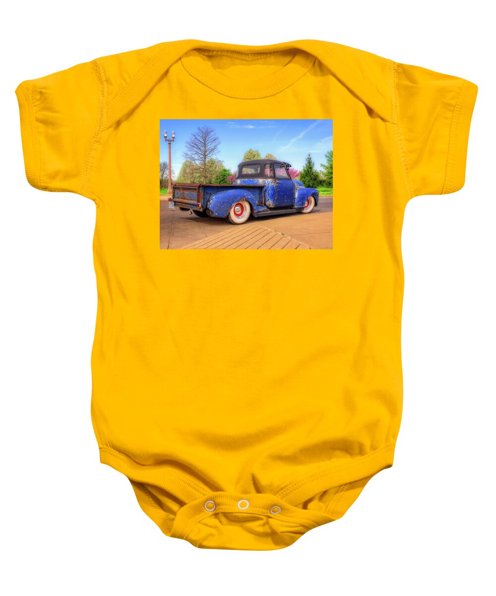 Classic Cars Baby Onesie featuring the photograph Blue Rusty Patina by Kevin Lane