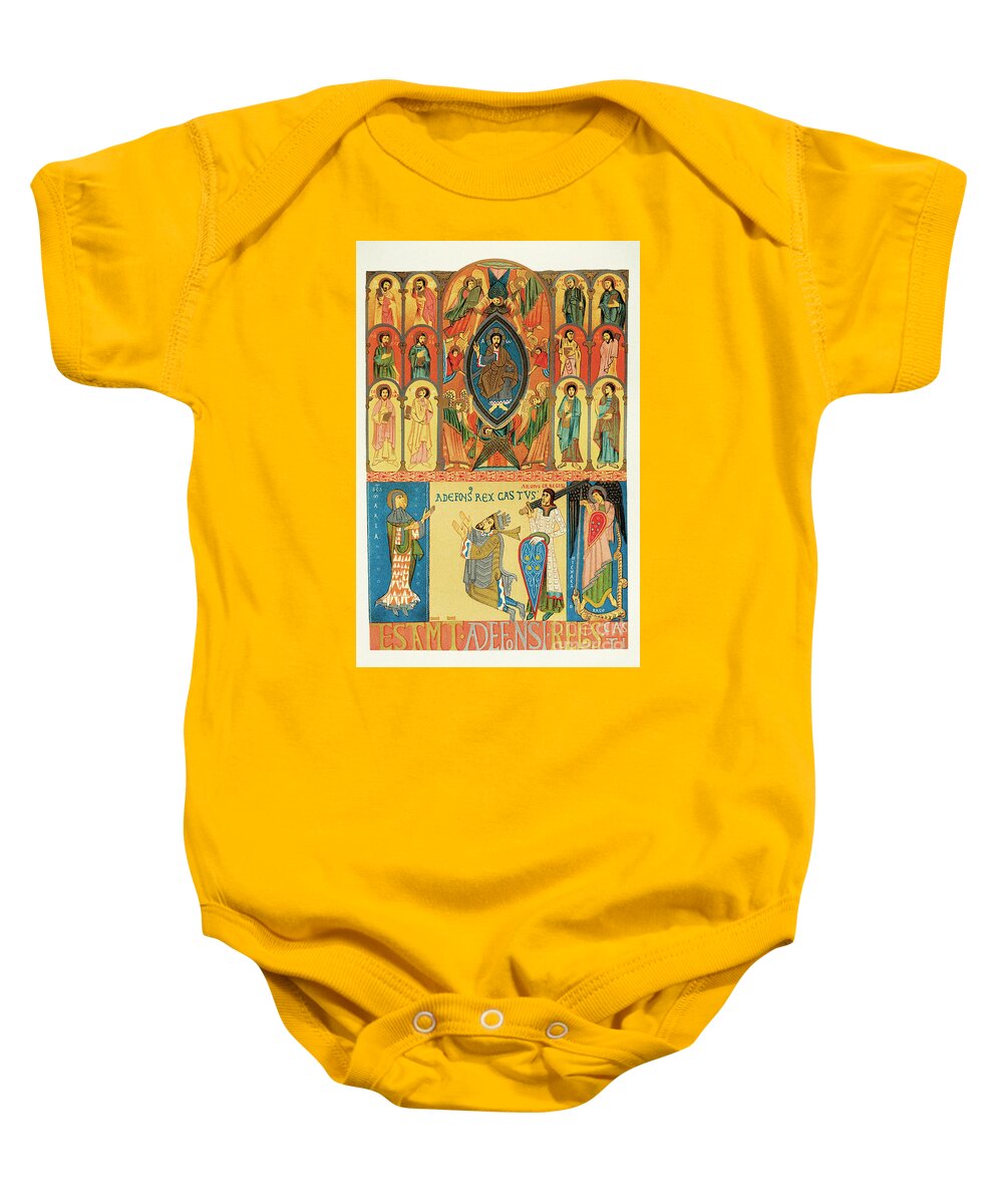 12th Century Baby Onesie featuring the painting Books Of Wills And Privileges, Spanish School, 12th Century by Spanish School