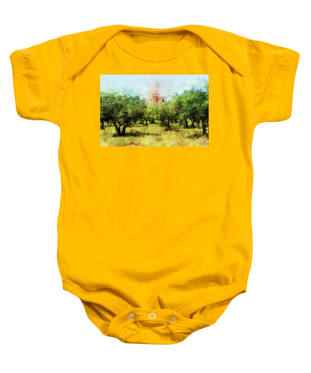 Italy Baby Onesie featuring the painting Bucolic Italy - 03 by AM FineArtPrints