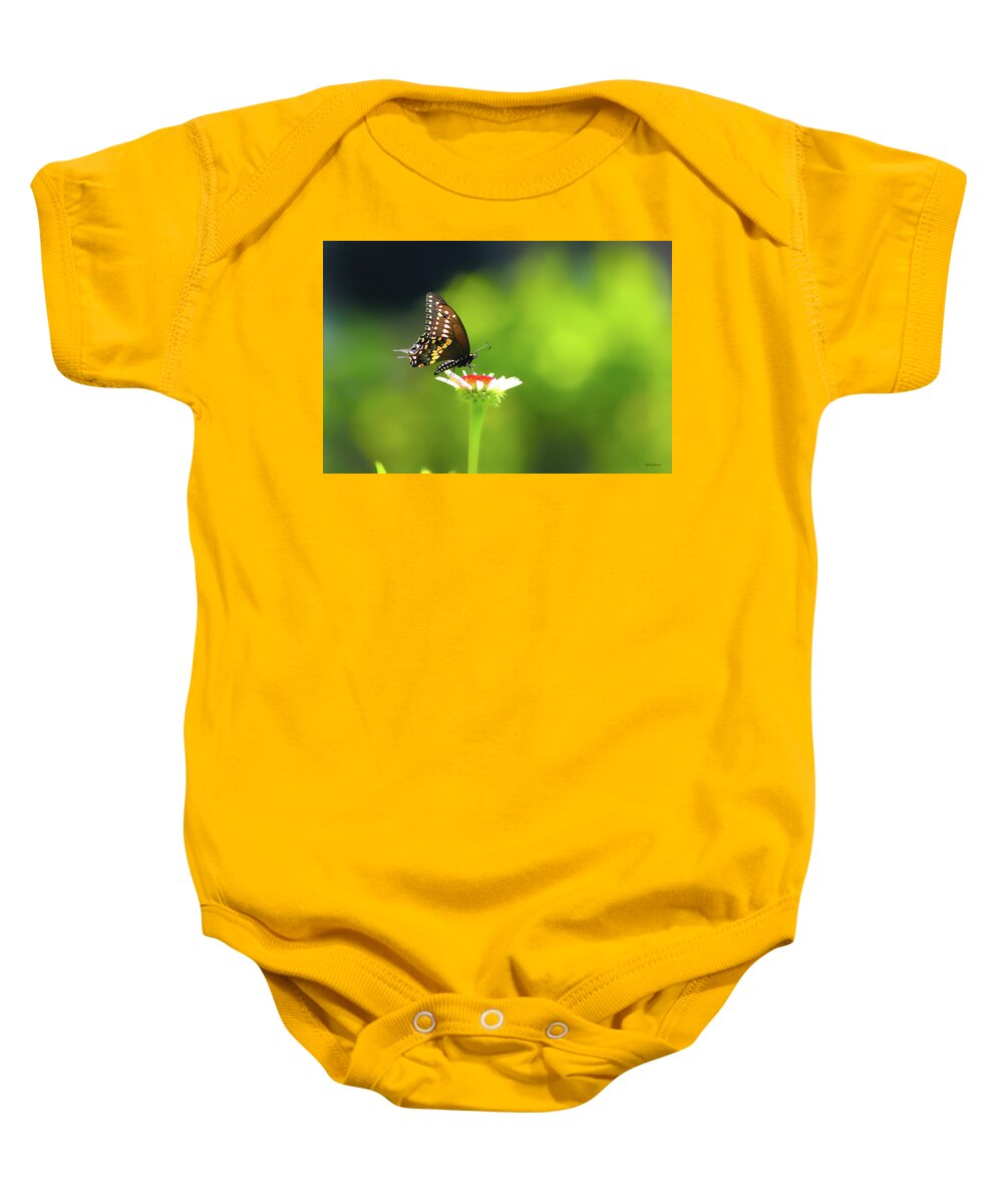 Butterfly Sunshine Baby Onesie featuring the photograph Butterfly Sunshine by Linda Sannuti