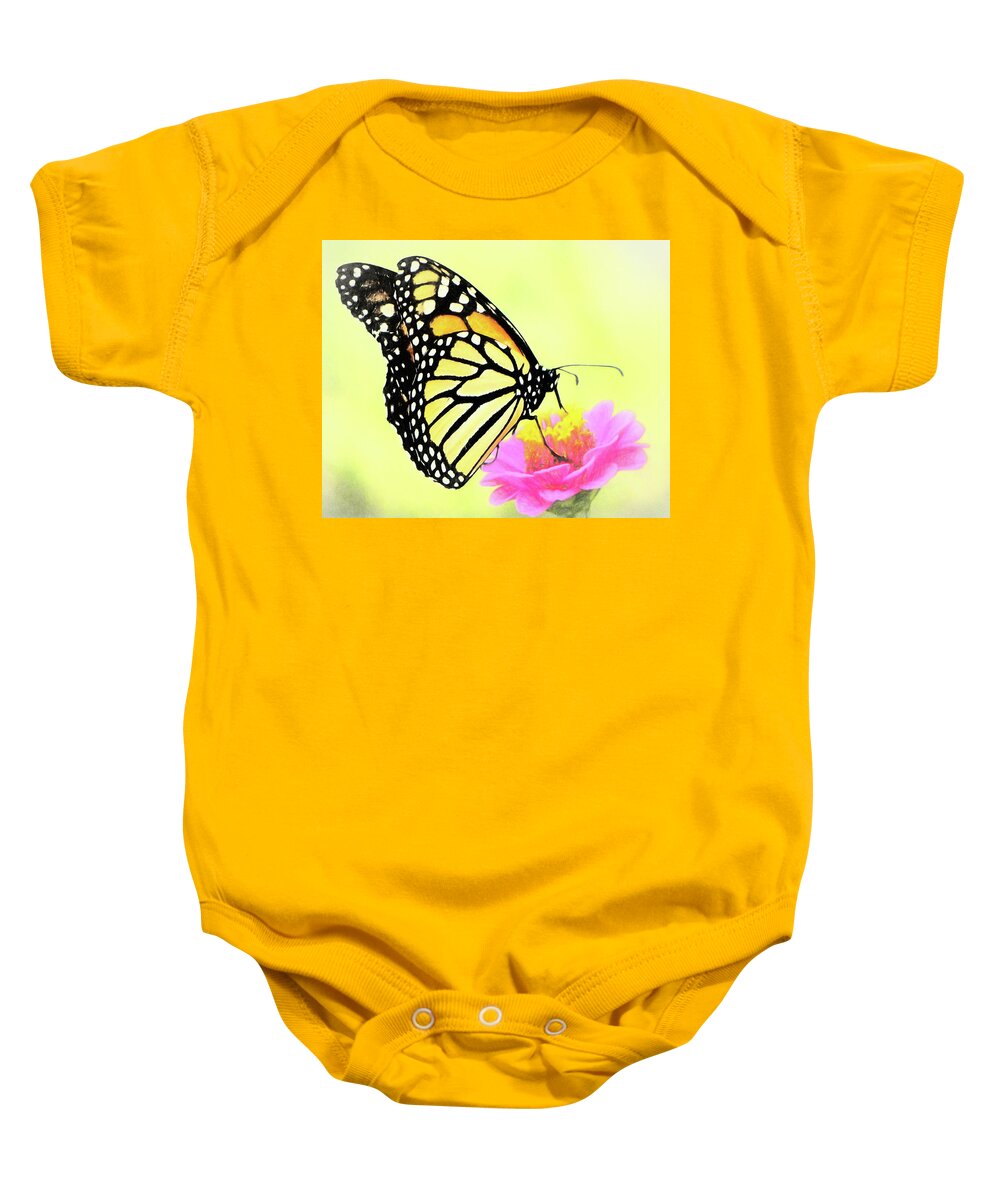 Nature Baby Onesie featuring the photograph Butterfly's Embrace by Susan Hope Finley