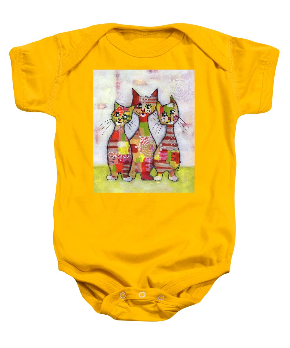 Cat Baby Onesie featuring the painting Cat Family Portrait 5 by Karren Case