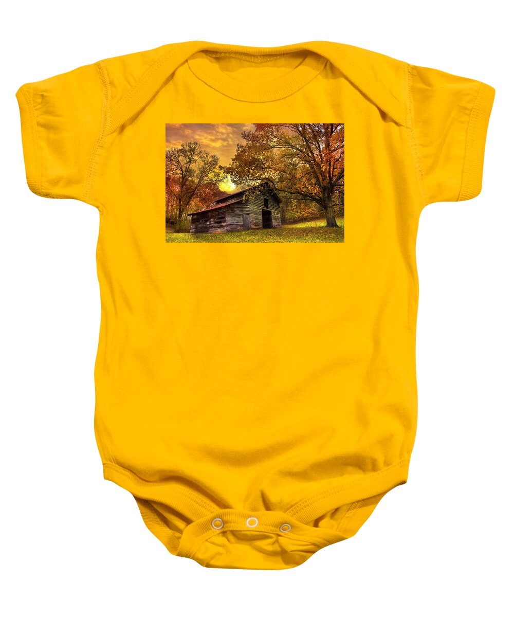 Appalachia Baby Onesie featuring the photograph Chill of an Early Fall by Debra and Dave Vanderlaan