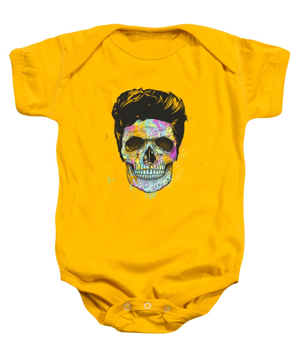 Skull Baby Onesie featuring the mixed media Color your skull by Balazs Solti