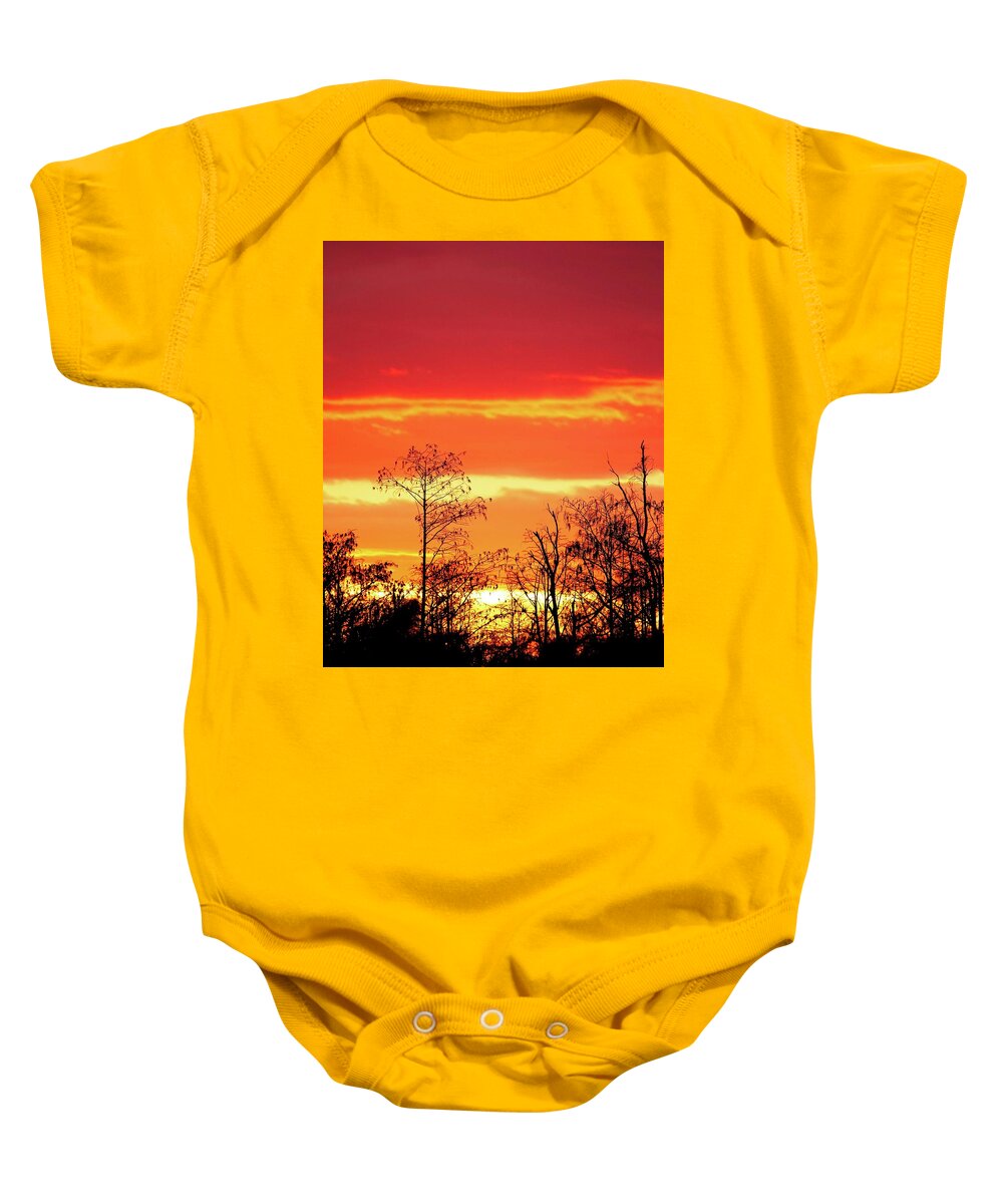 Sunset Baby Onesie featuring the photograph Cypress Swamp Sunset 5 by Steve DaPonte