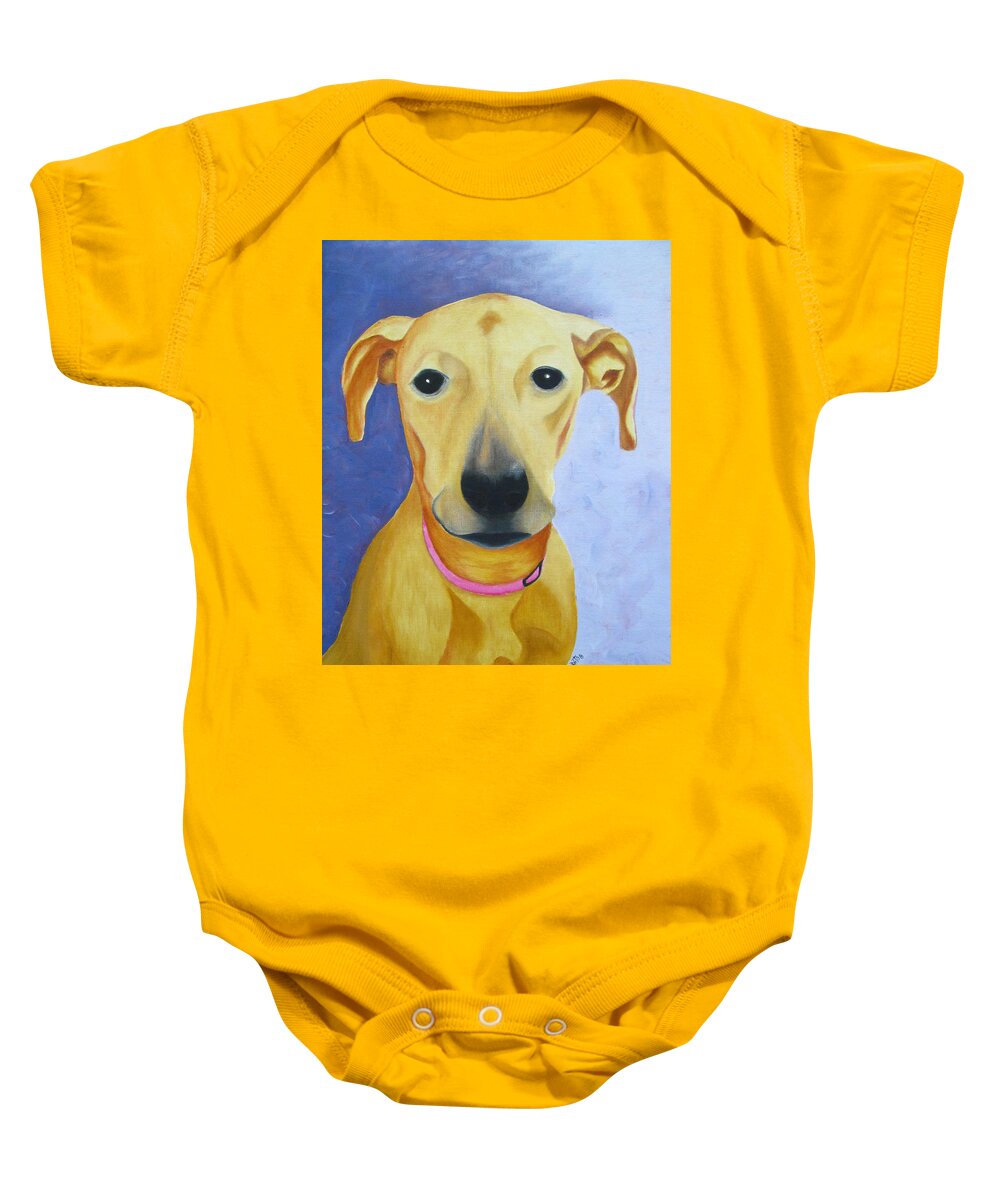 Dog Baby Onesie featuring the painting Daisy by Gloria E Barreto-Rodriguez