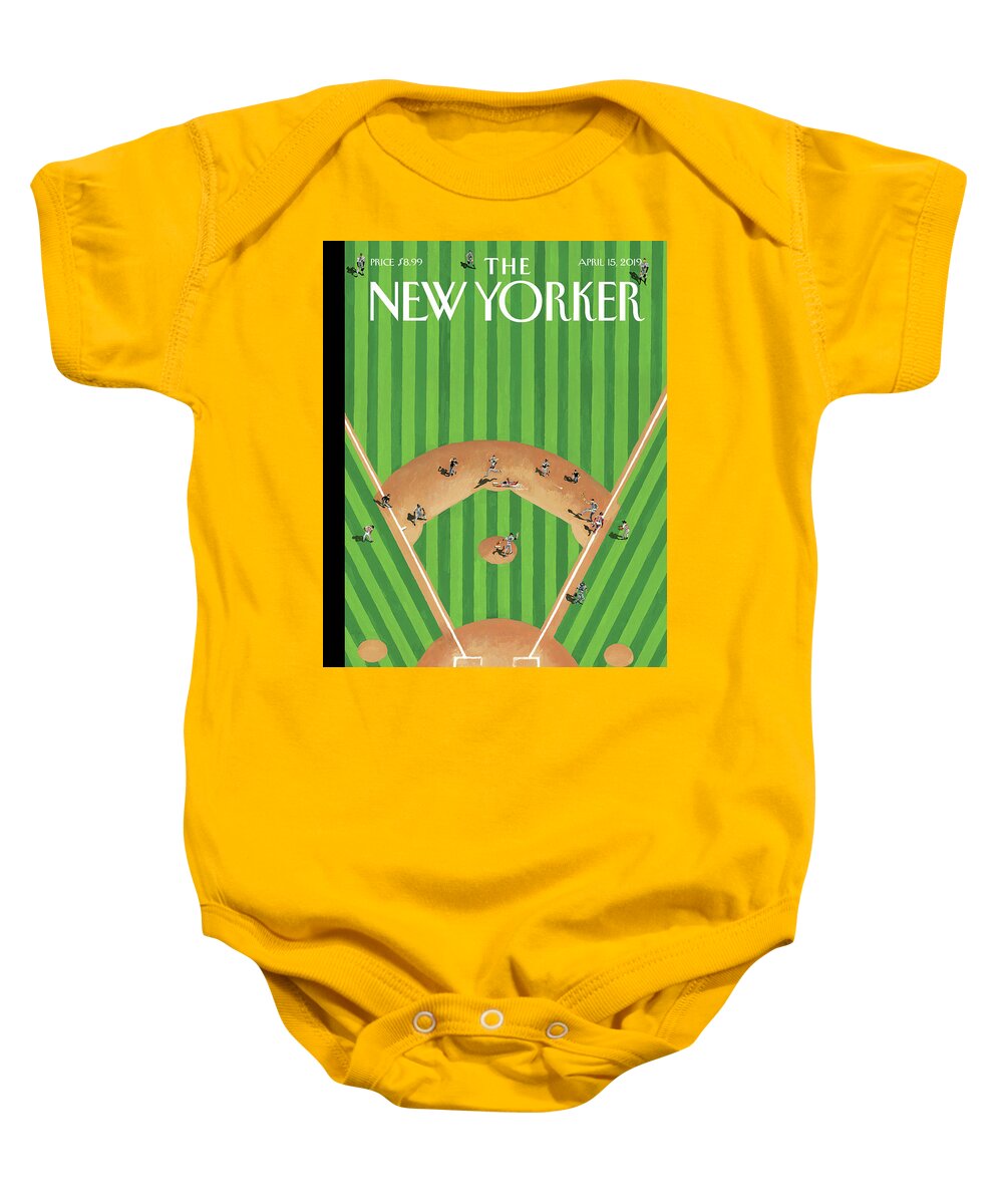 Double Play Baby Onesie featuring the painting Double Play by Mark Ulriksen