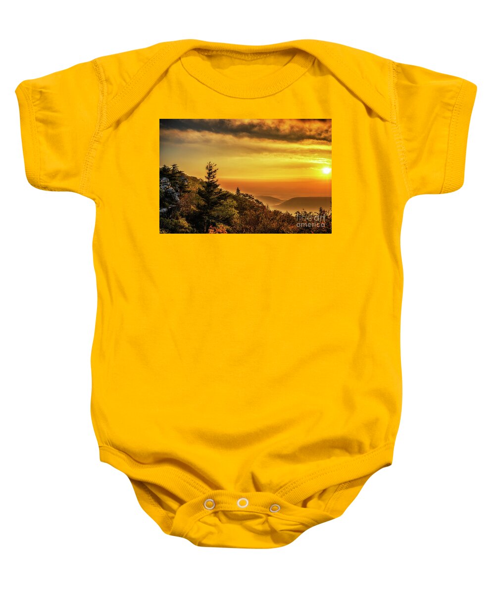 Autumn Baby Onesie featuring the photograph Early Morning at Bear Rocks by Thomas R Fletcher