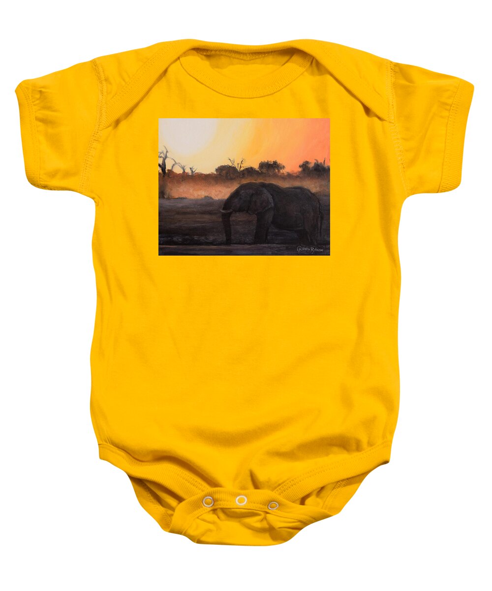 Elephant Baby Onesie featuring the painting Elephant by Kirsty Rebecca