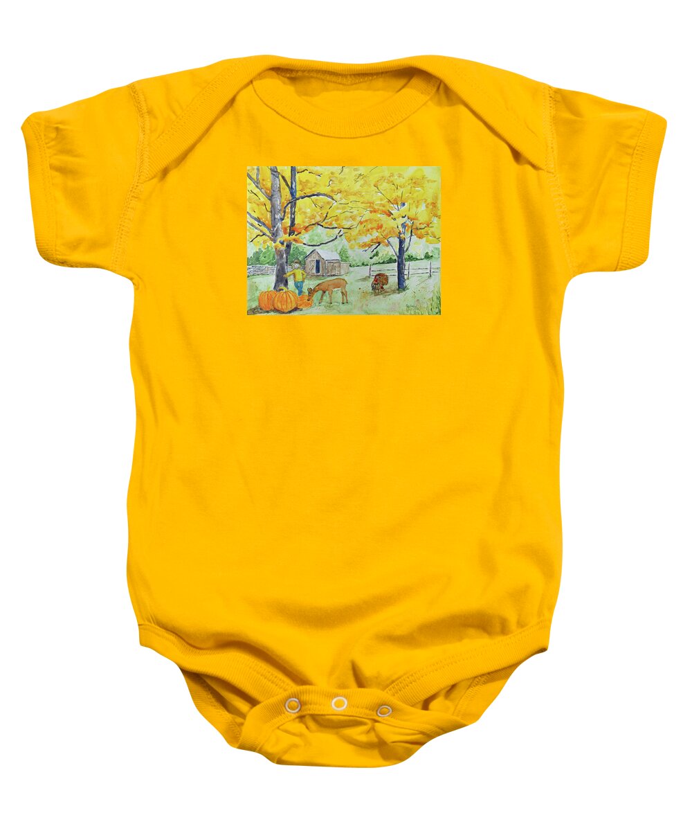 Fall Baby Onesie featuring the painting Fall Fun by Christine Lathrop