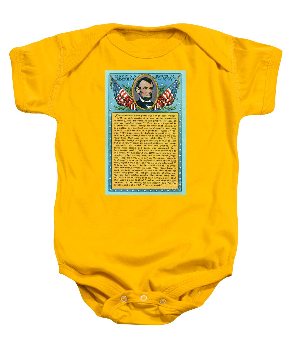 Lincoln Baby Onesie featuring the photograph Gettysburg Address by Abraham Lincoln by Mark Miller