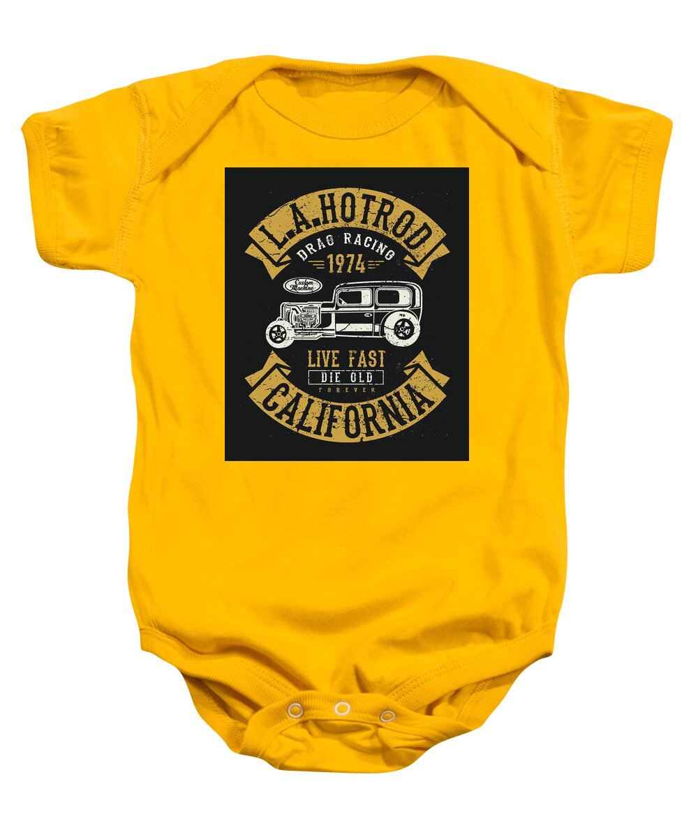 Classic Baby Onesie featuring the digital art Hot Rod Car by Long Shot
