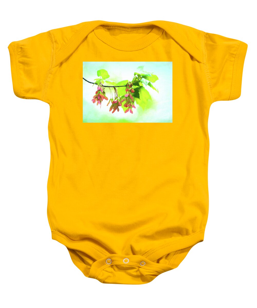 Maple Baby Onesie featuring the photograph Impressionistic Maple Seeds and Foliage by Anita Pollak