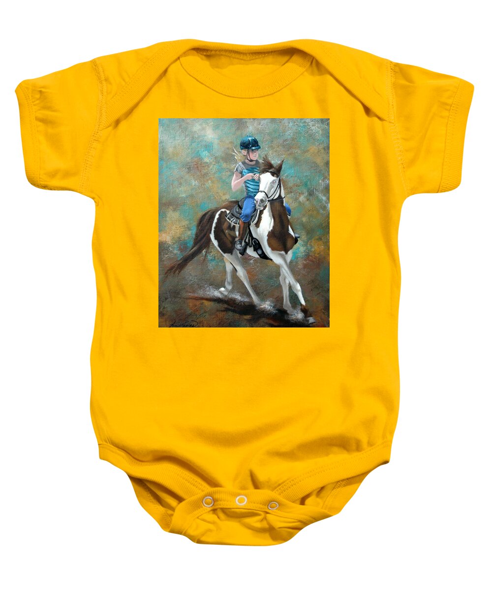 Horse Baby Onesie featuring the painting Jakey and Me by Adrienne Dye