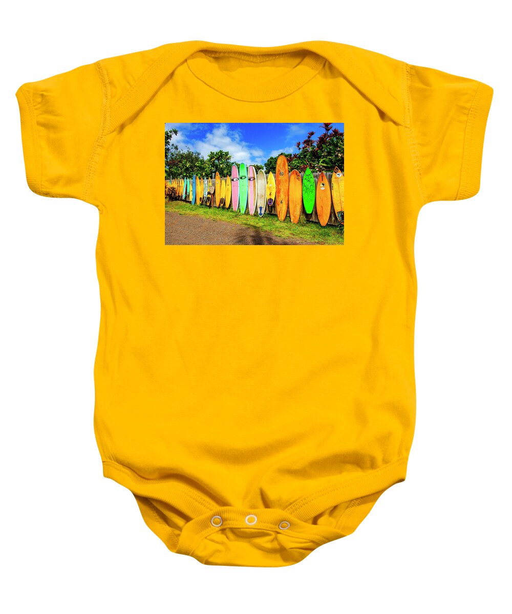 Jaws Baby Onesie featuring the photograph Jaws Boards by Anthony Jones