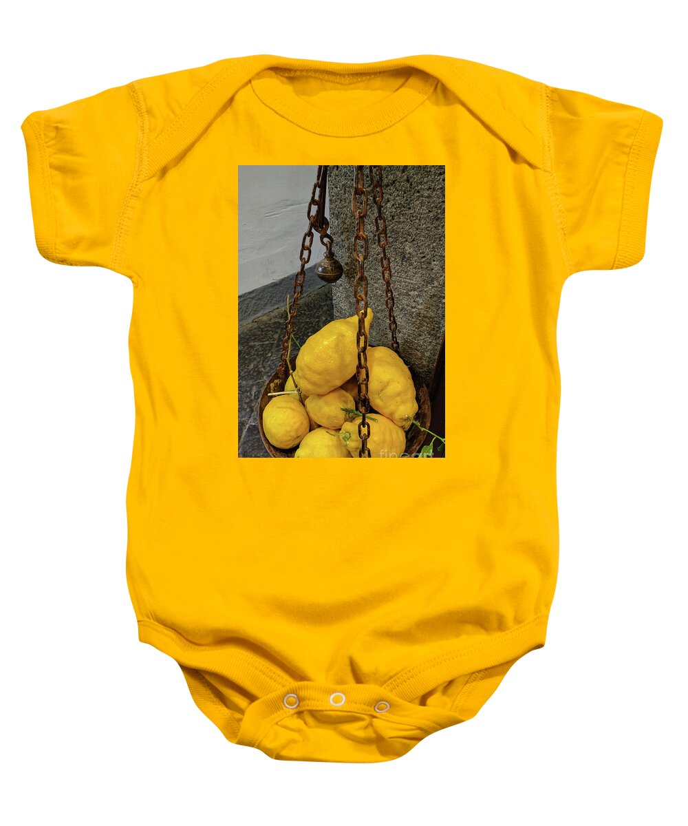 Amalfi Baby Onesie featuring the photograph Lemons by Terri Brewster