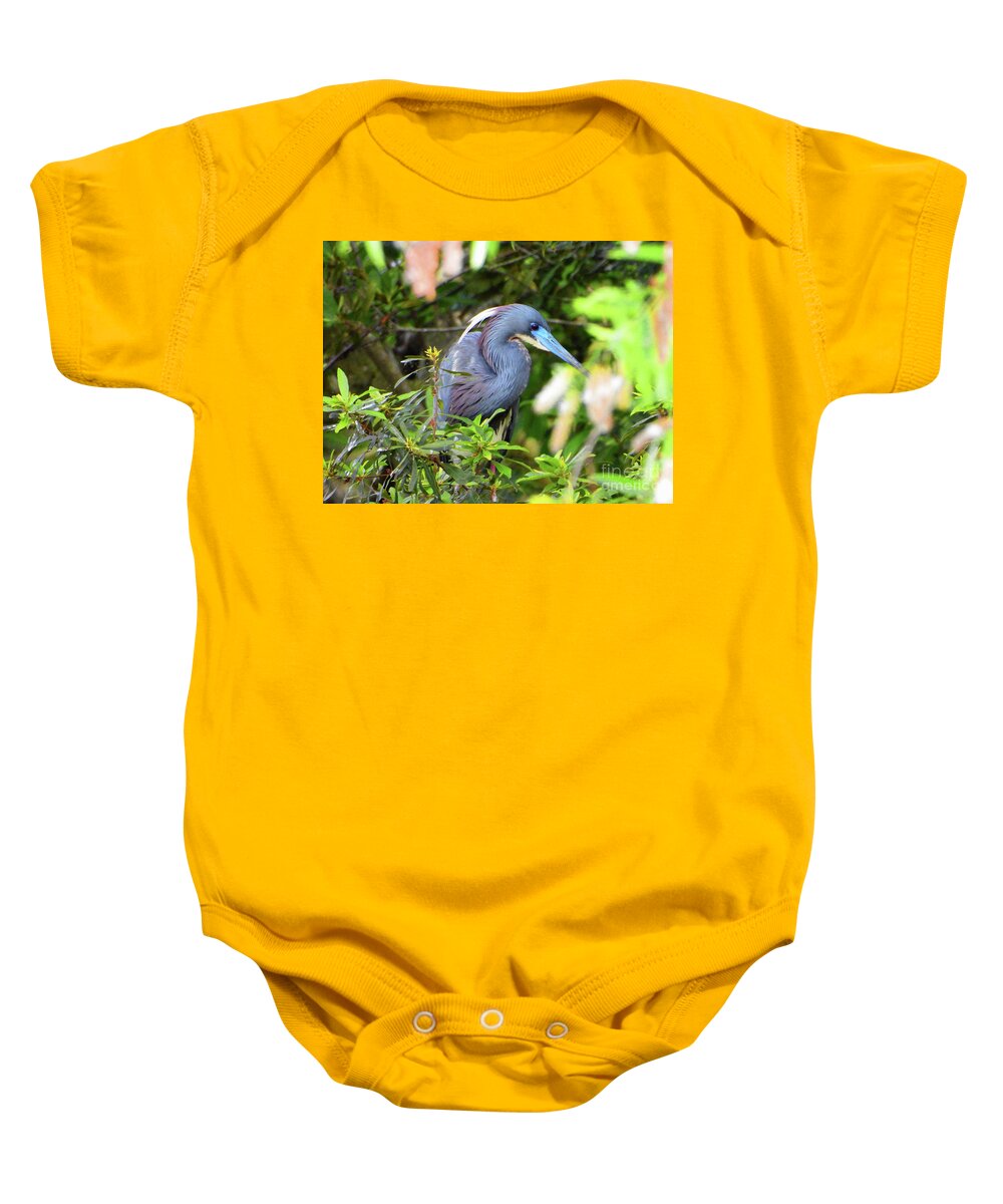 Little Blue Heron Baby Onesie featuring the photograph Little Blue Heron by Scott Cameron