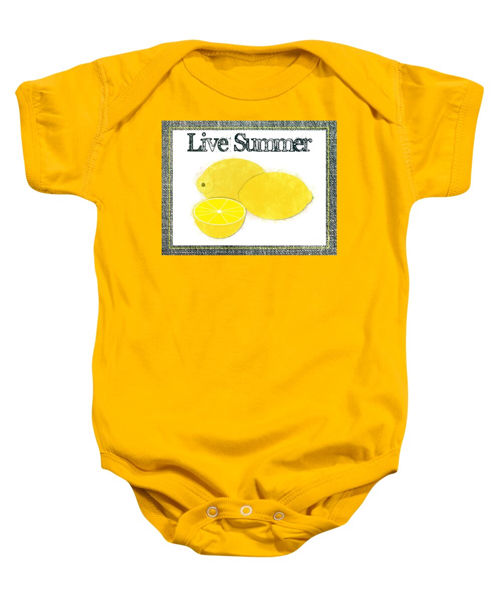 Lemons Baby Onesie featuring the photograph Live Summer - Lemons Watercolor by Colleen Cornelius