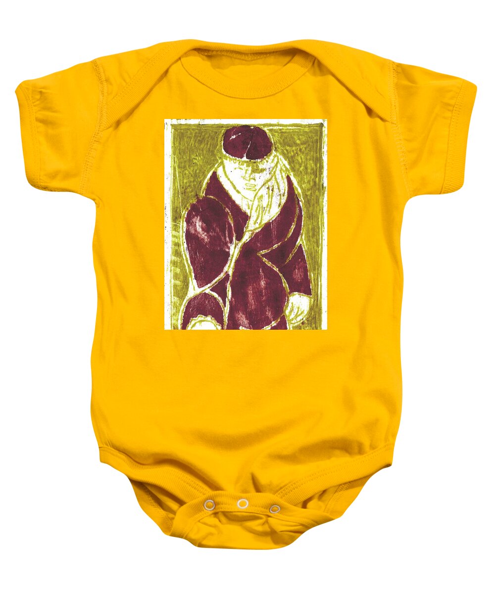 Hat Baby Onesie featuring the painting Man in a crimson hat by Edgeworth Johnstone