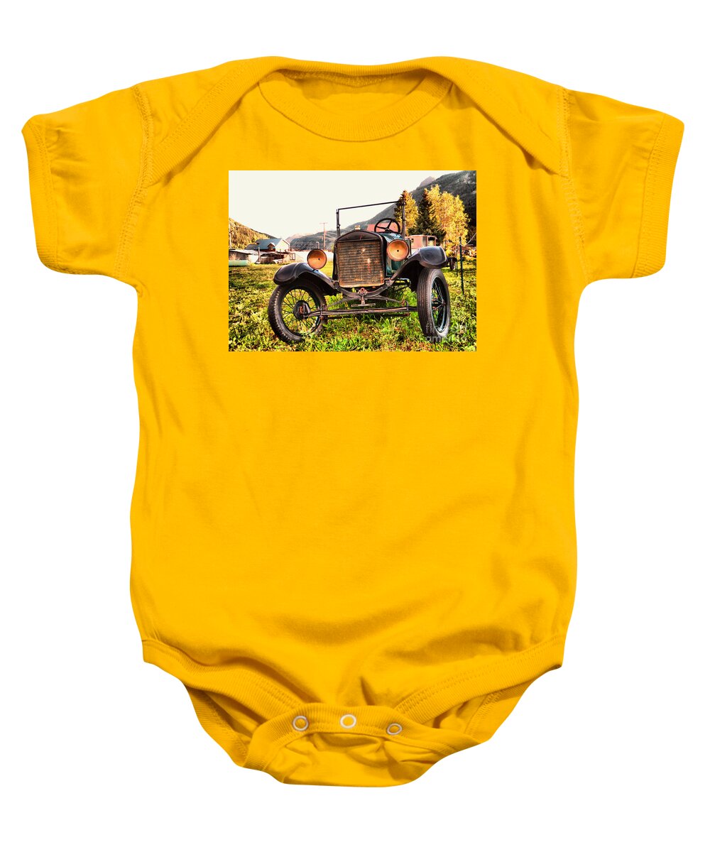 Car Baby Onesie featuring the photograph Model t Silverton Colorado by Jeff Swan