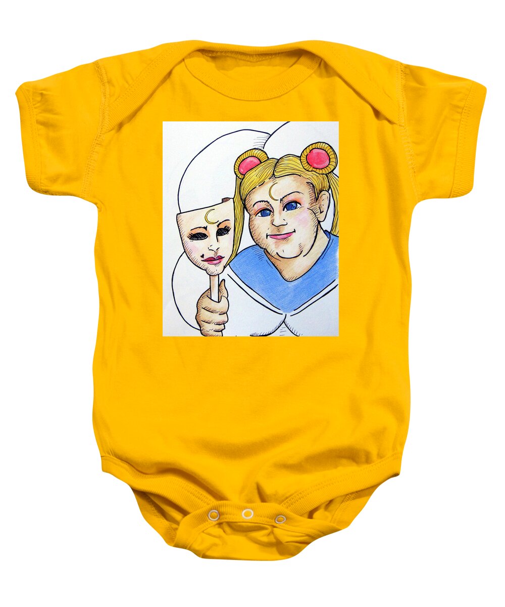 Moon Baby Onesie featuring the drawing Moon by Loretta Nash