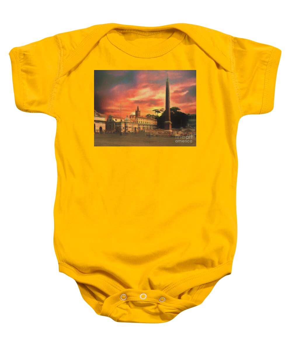 Piazza Del Popolo Baby Onesie featuring the photograph Piazza del Popolo Rome by Leigh Kemp