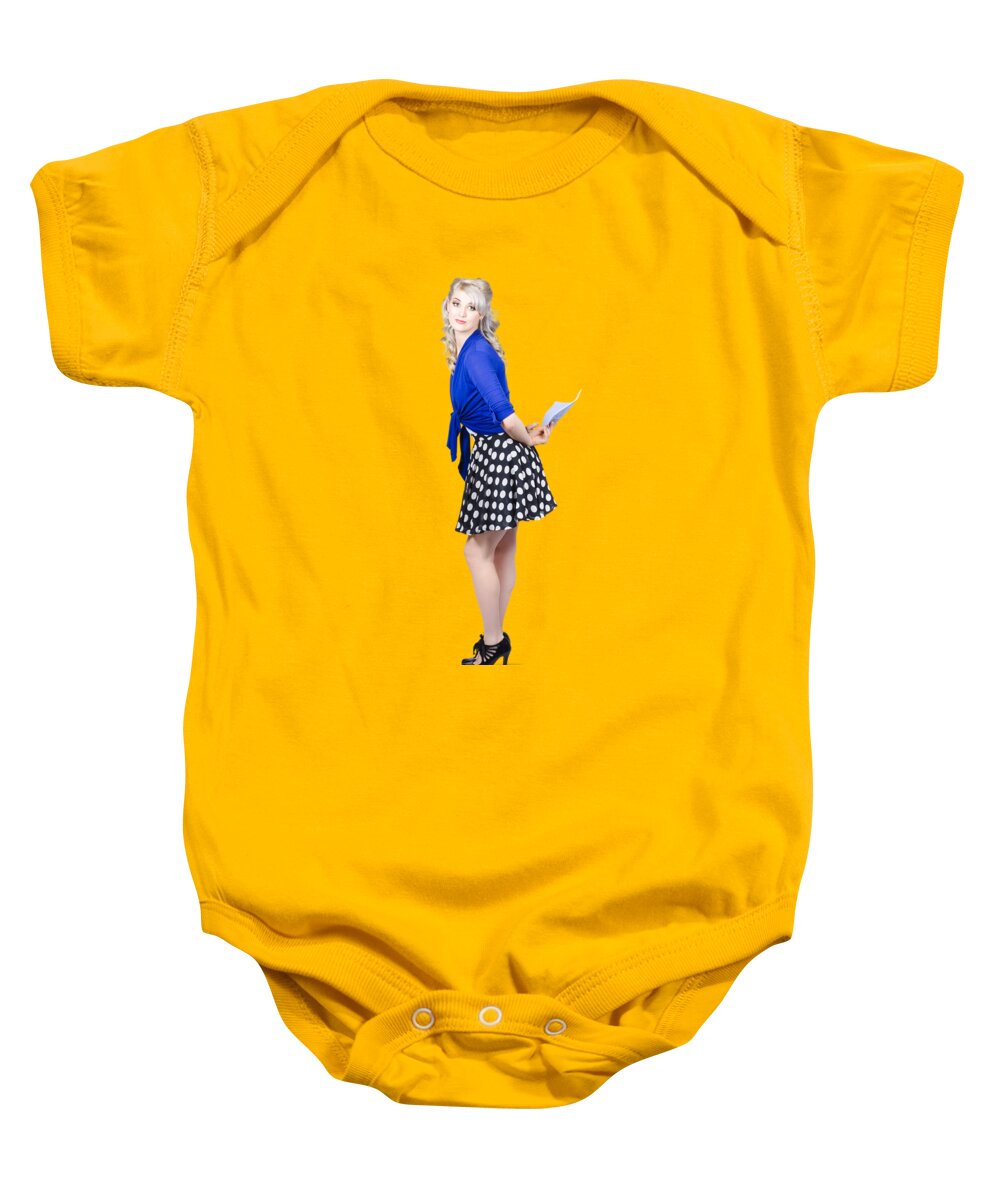 Housewife Baby Onesie featuring the photograph Pretty housewife with washing cloth. Clean style by Jorgo Photography