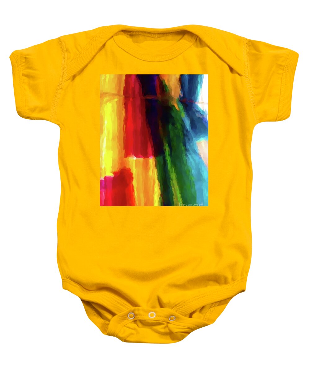 Primary Baby Onesie featuring the digital art Primary Colors No Straight Lines by Scott S Baker