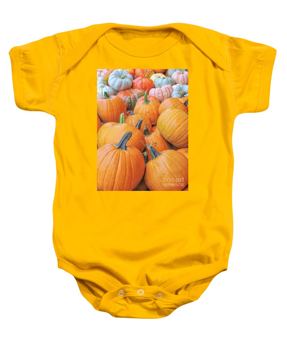 Pumpkins Baby Onesie featuring the photograph Pumpkin Variety by Janice Drew