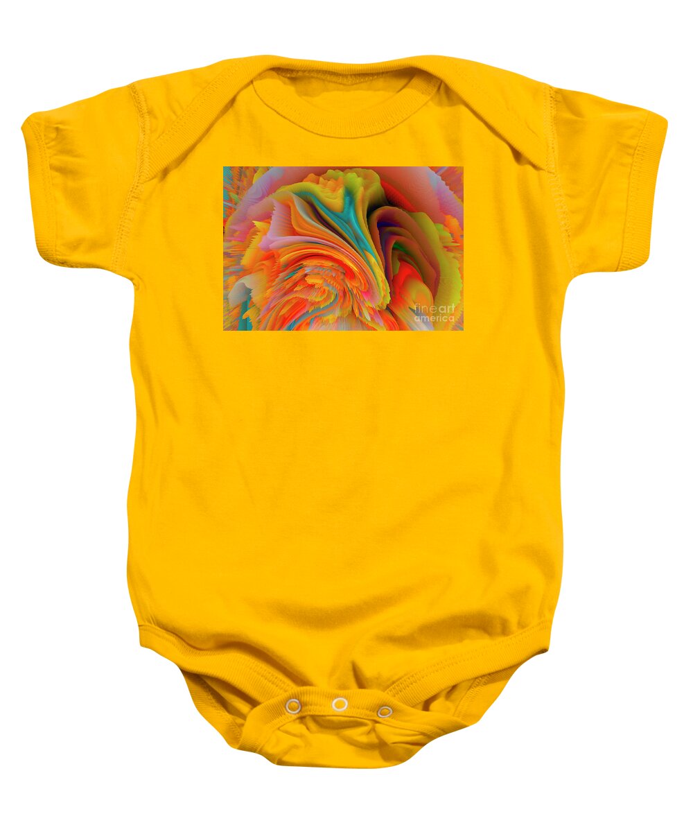 Rainbow Baby Onesie featuring the mixed media A Flower In Rainbow Colors Or A Rainbow In The Shape Of A Flower 2 by Elena Gantchikova