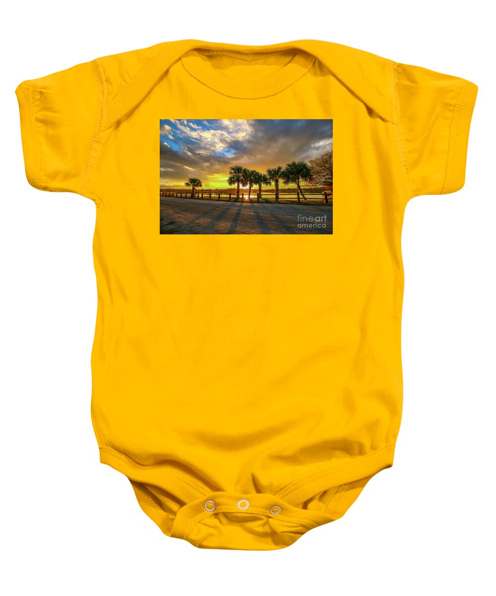 Sun Baby Onesie featuring the photograph Reflected Sunburst by Tom Claud