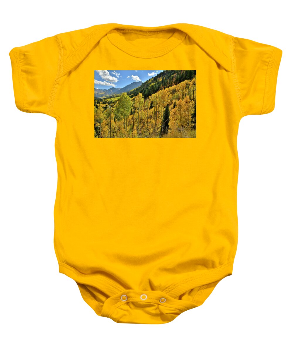 Colorado Baby Onesie featuring the photograph Roadside Fall Colors while Ascending to McClure Pass by Ray Mathis