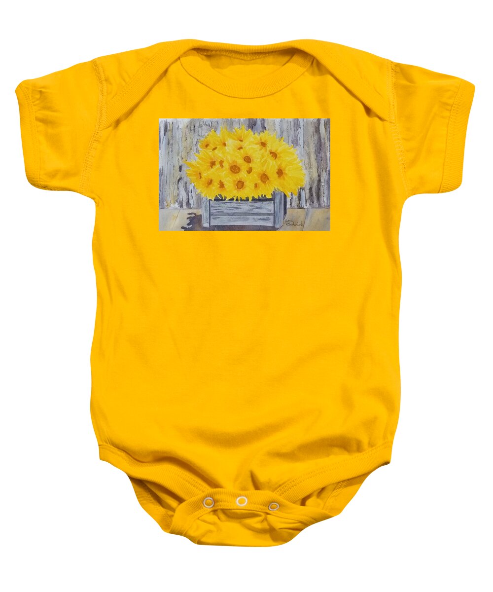 Summer Baby Onesie featuring the painting Robins Bouquet by Ann Frederick