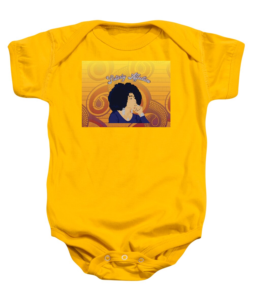  Baby Onesie featuring the digital art Sisterly Affection by Scheme Of Things Graphics
