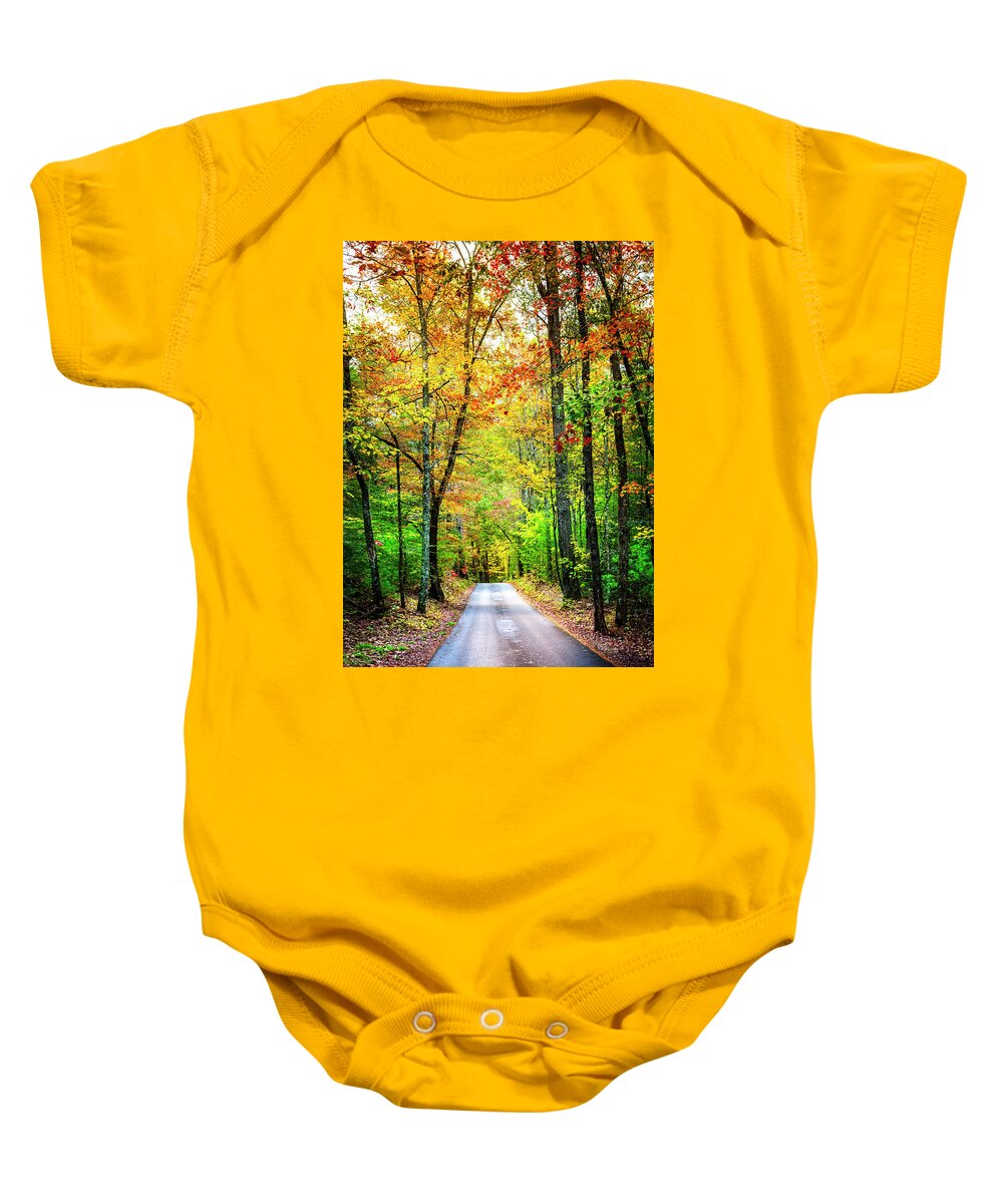 Appalachia Baby Onesie featuring the photograph Smoky Mountain Autumn by Debra and Dave Vanderlaan