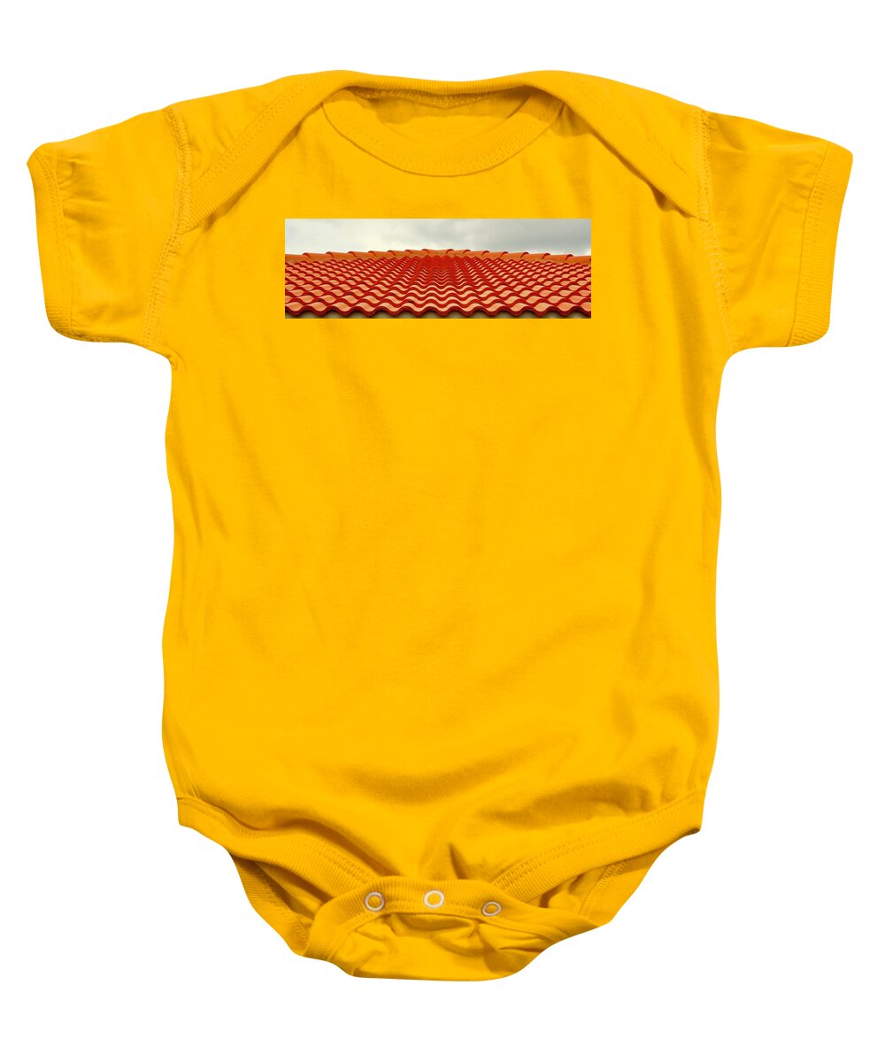 Roof Baby Onesie featuring the photograph Spainish Tile Waves by Alida M Haslett