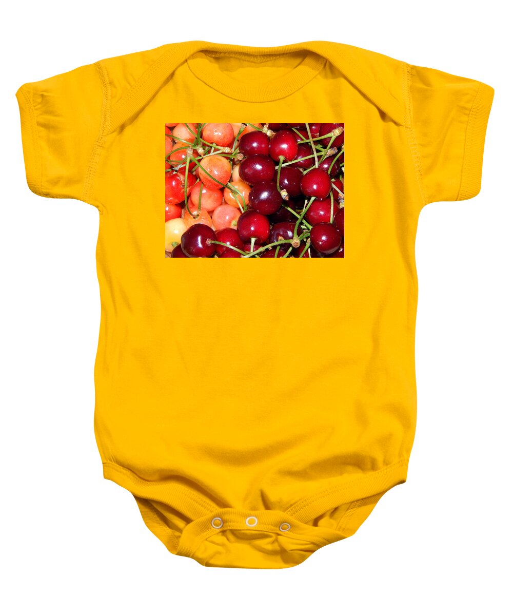 Food Baby Onesie featuring the photograph Still life of fruit in various compositions, cherry by Oleg Prokopenko