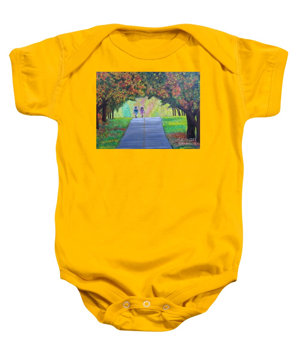 Tunnel Of Trees Baby Onesie featuring the painting Tunnel of Trees by Elizabeth Mauldin